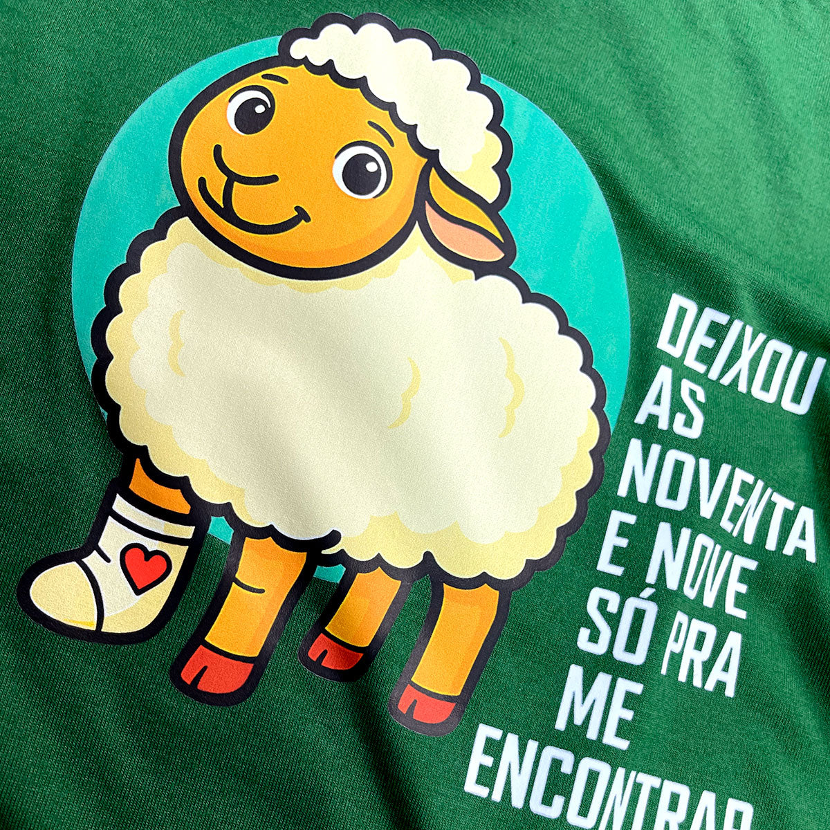 T-Shirt Infantil Verde Ovelha Deixou As Noventa E Nove