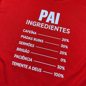 Camiseta Masculina Vermelha Pai Ingredientes