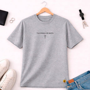 Camiseta Masculina Cinza Tua Graça Me Basta