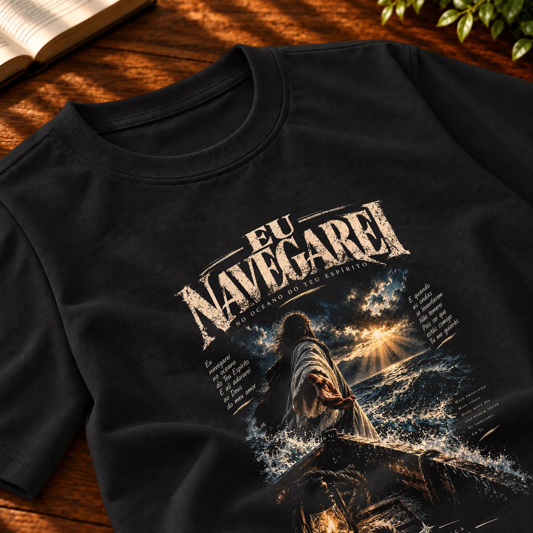 Camiseta Masculina Preta Eu Navegarei