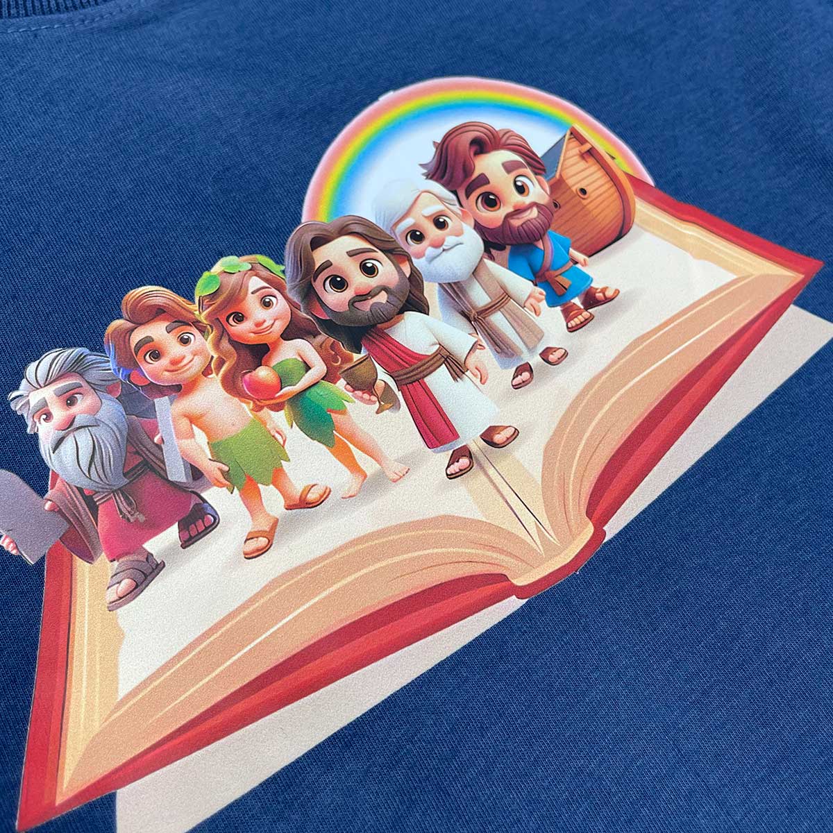 T-Shirt Infantil Azul Personagens Bíblicos