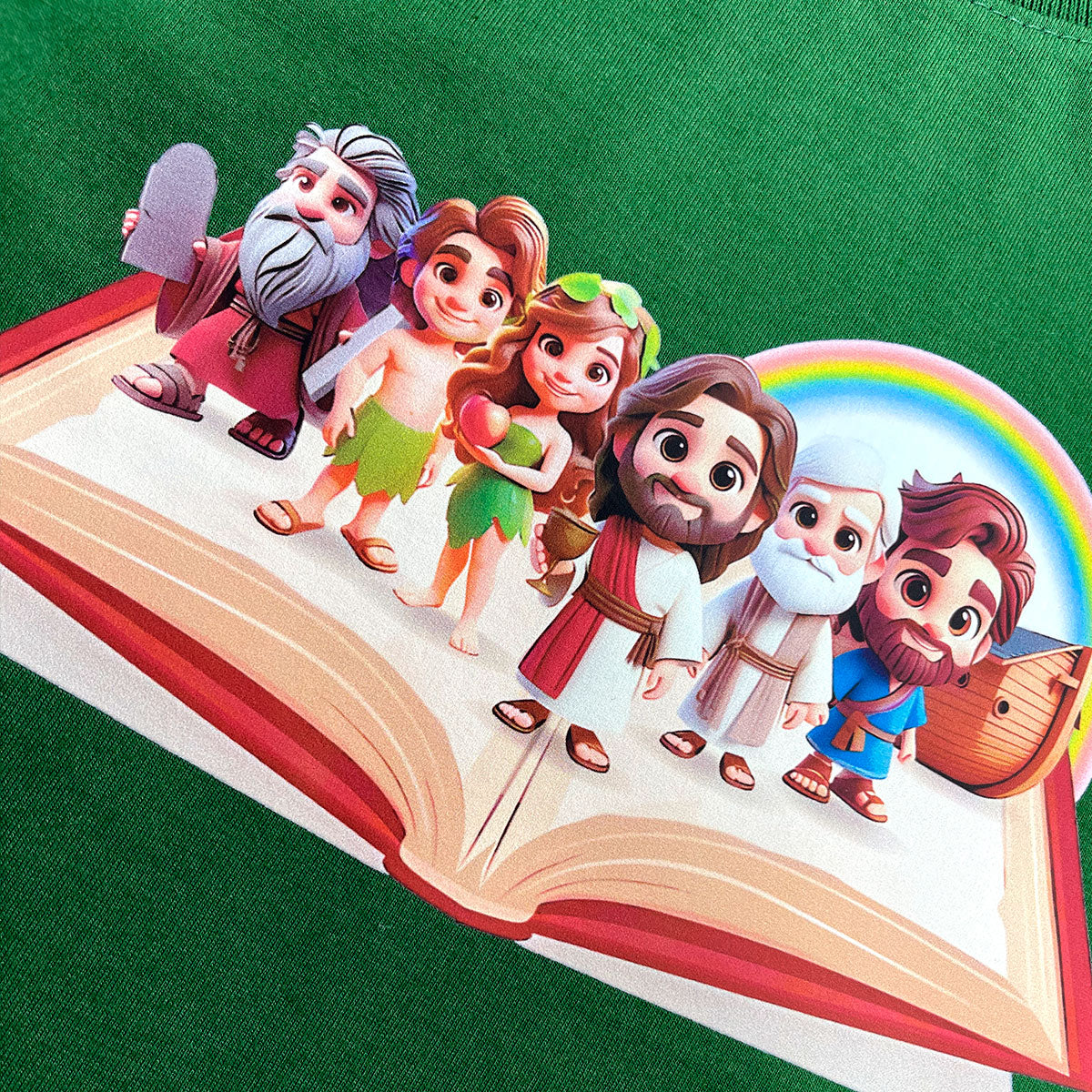 T-Shirt Infantil Verde Personagens Bíblicos