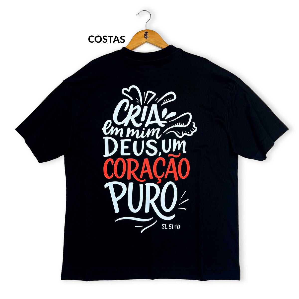 Oversized Preta Full Cria Em Mim Deus Um Coração Puro