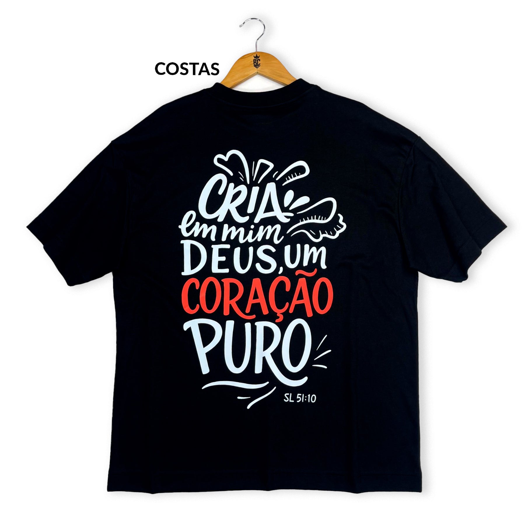 Oversized Preta Full Cria Em Mim Deus Um Coração Puro