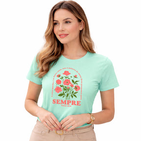 Camiseta Feminina Verde Menta Sempre Isaías 40:8