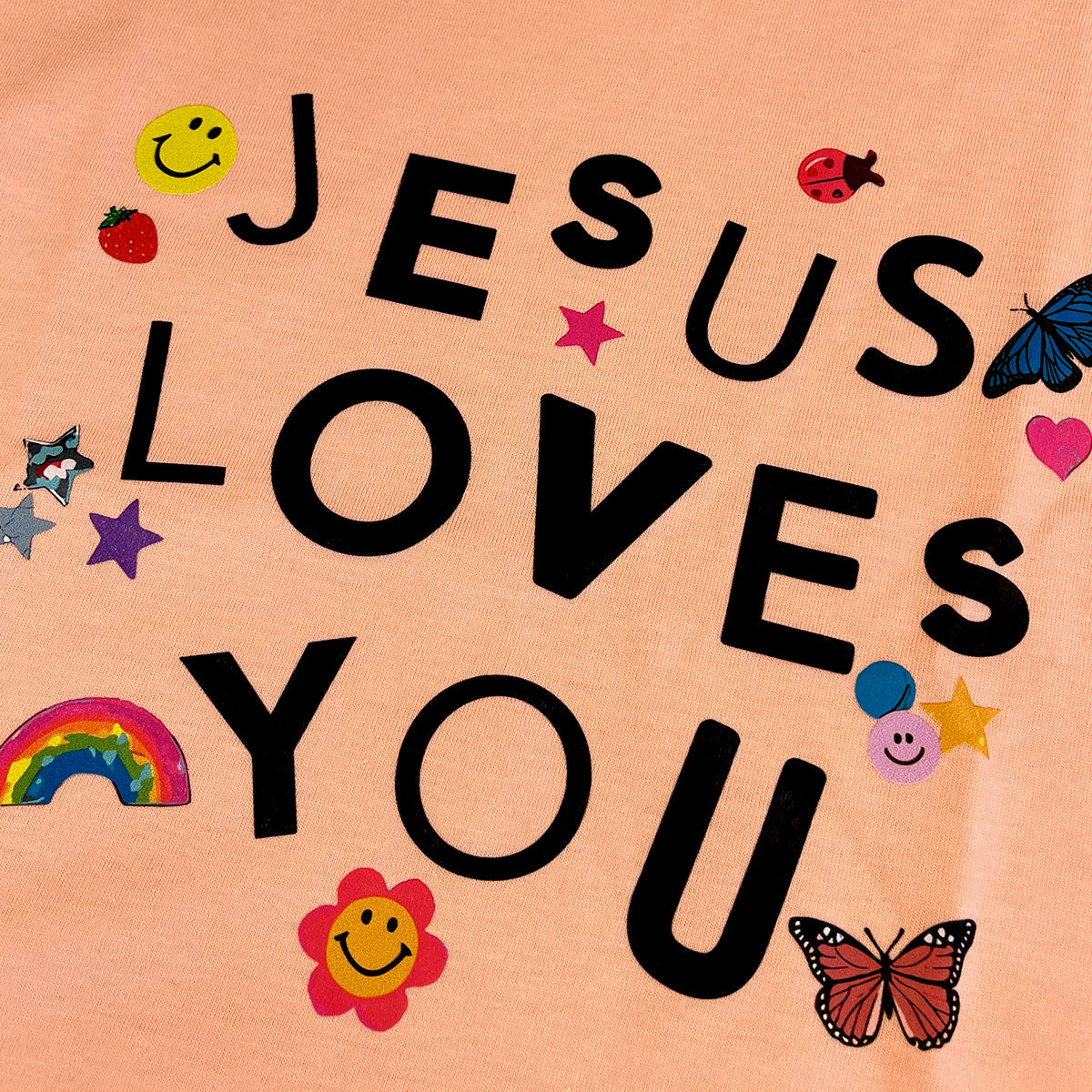 T-Shirt Infantil Salmão Jesus Loves You