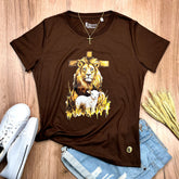 Camiseta Feminina Marrom Cruz Leão E Cordeiro