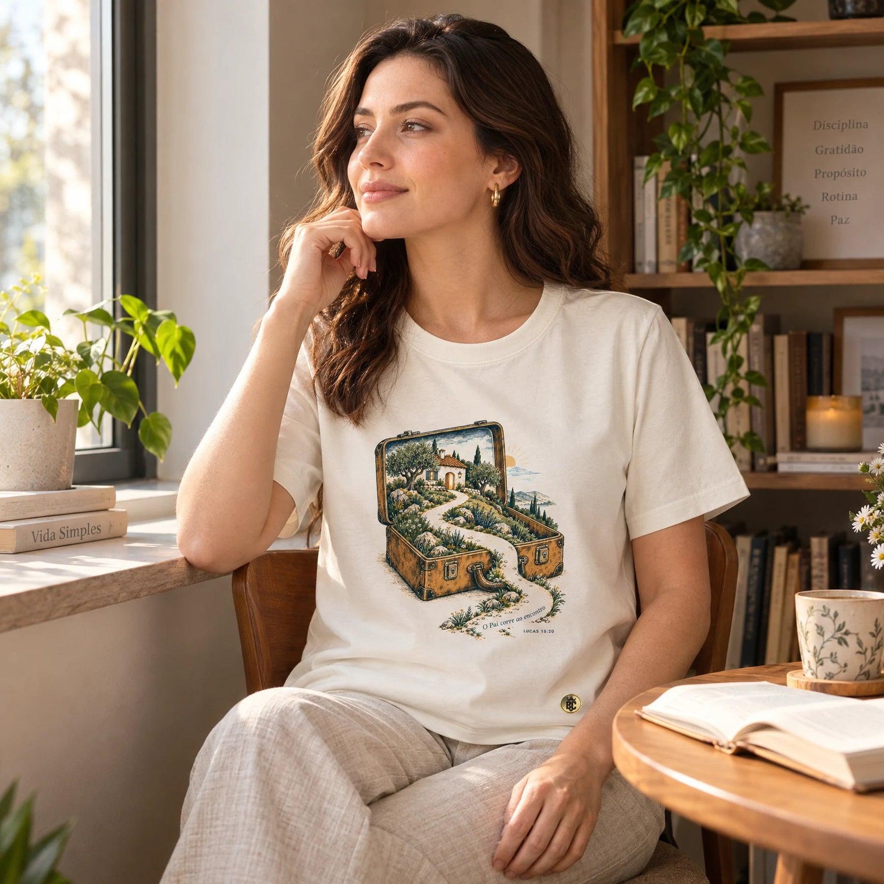 Camiseta Feminina Off White O Pai corre ao encontro