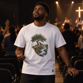 Camiseta Masculina Branca Plantado junto às águas