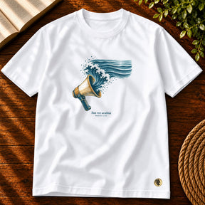 Camiseta Masculina Branca Sua voz acalma