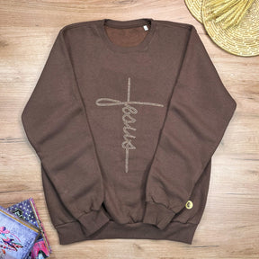 Moletom Marrom Jesus Strass