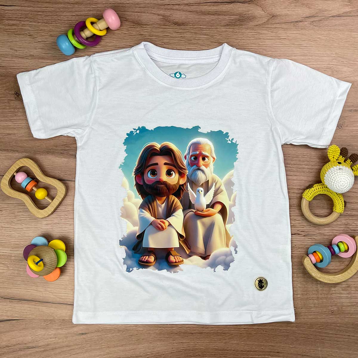 T-Shirt Infantil Branca Jesus e Noé