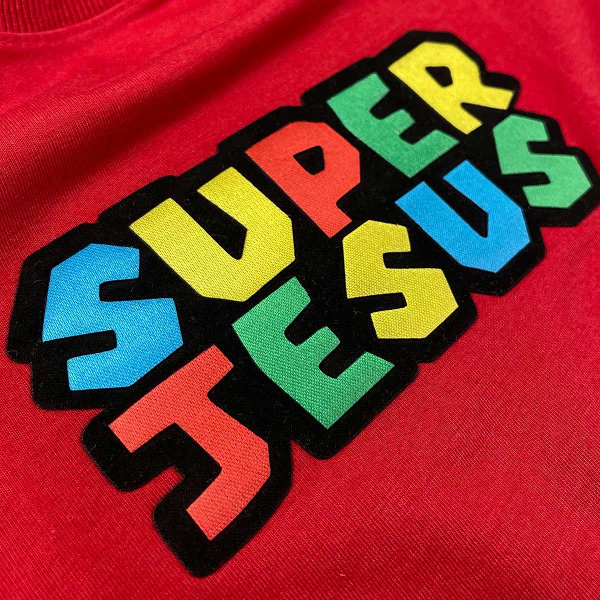 T-Shirt Infantil Vermelha Super Jesus