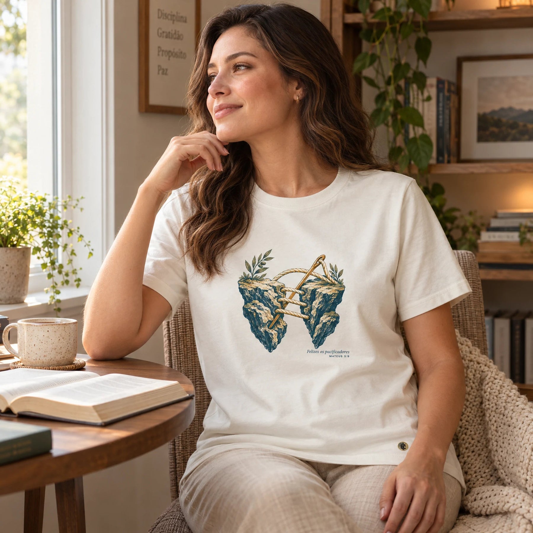 Camiseta Feminina Off White Felizes os pacificadores