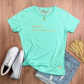 Camiseta Feminina Verde Menta O Meu Influenciador É Jesus!