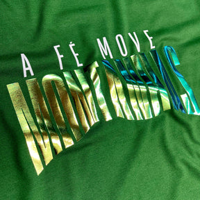 Camiseta Masculina Verde A fé Move Montanhas Camaleão