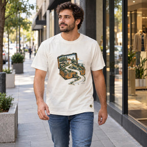 Camiseta Masculina Off White O Pai corre ao encontro