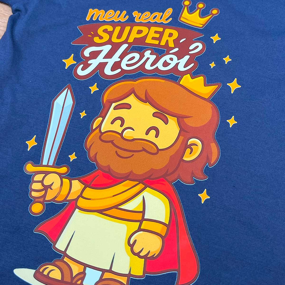 T-Shirt Infantil Azul Meu Real Super Herói
