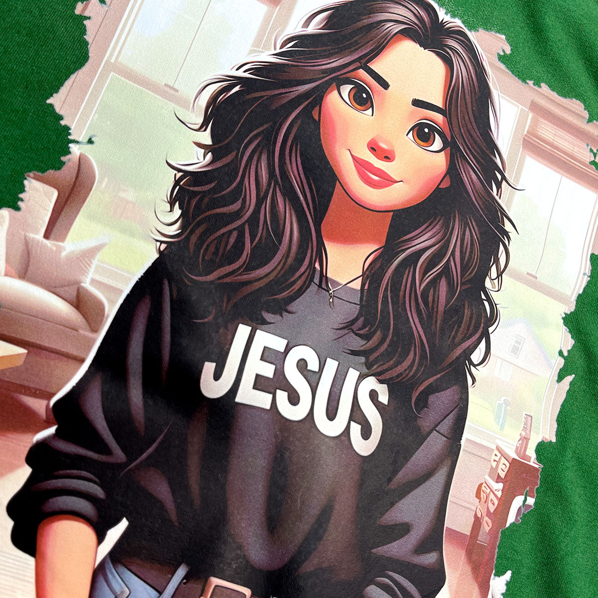 T-Shirt Infantil Verde Garota Jesus