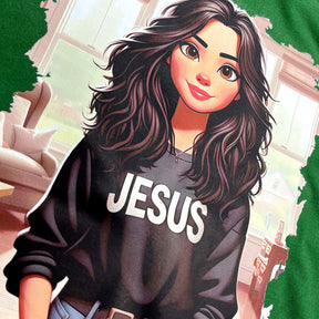 T-Shirt Infantil Verde Garota Jesus