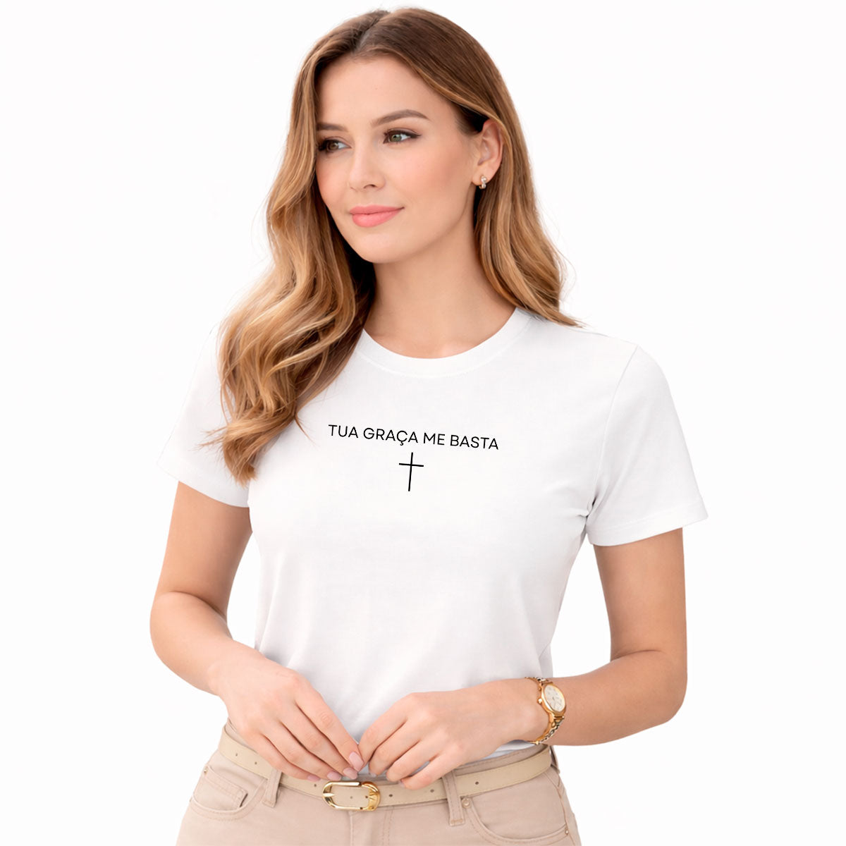 Camiseta Feminina Baranca Tua Graça Me Basta