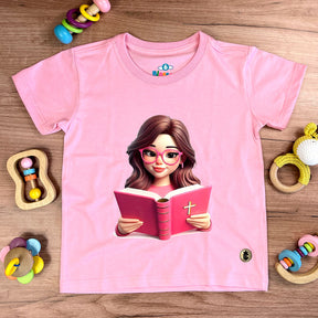 T-Shirt Infantil Rosa Garota Bíblia