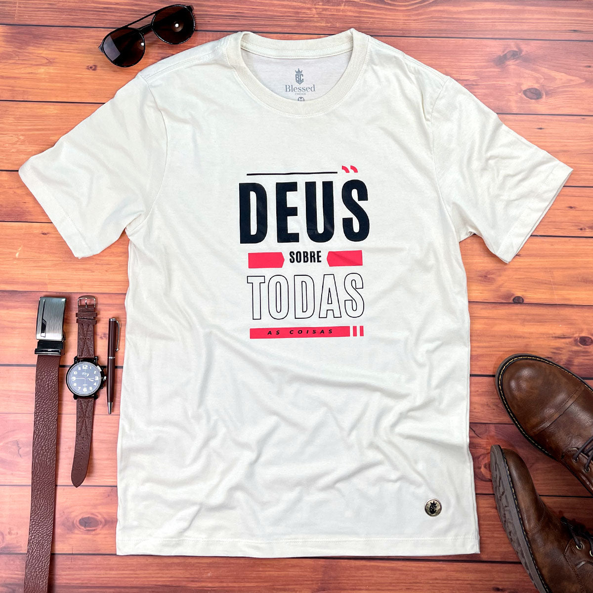 Camiseta Masculina Off White Deus Sobre Todas As Coisas
