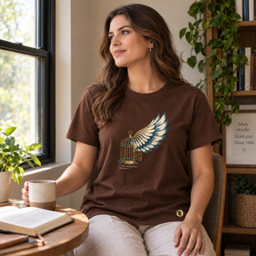 Camiseta Feminina Marrom Cristo me fez livre