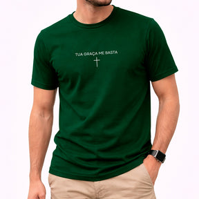 Camiseta Masculina Verde Tua Graça Me Basta