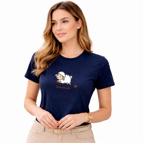 Camiseta Feminina Azul Encontrada Ovelha