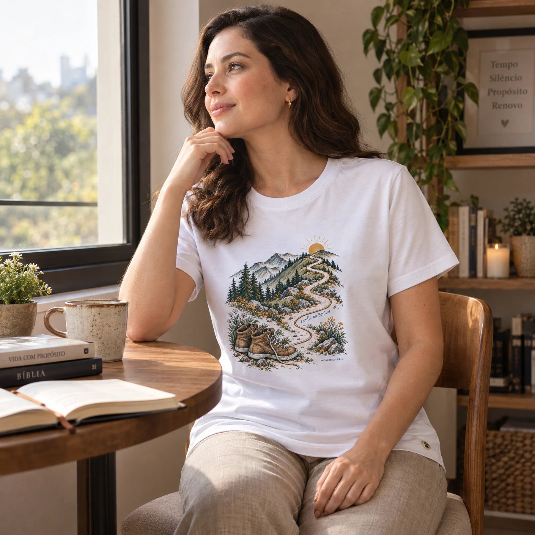 Camiseta Feminina Branca Confie no Senhor