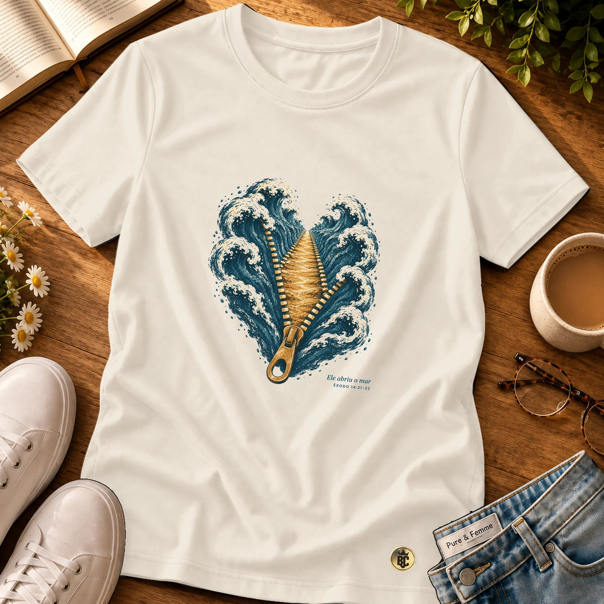 Camiseta Feminina Off White Ele abriu o mar