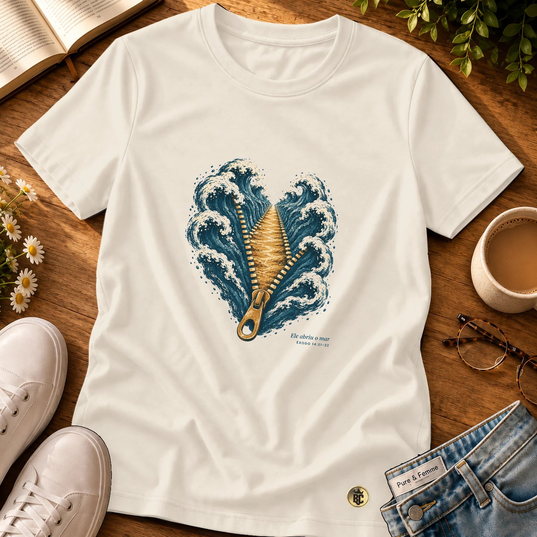 Camiseta Feminina Off White Ele abriu o mar