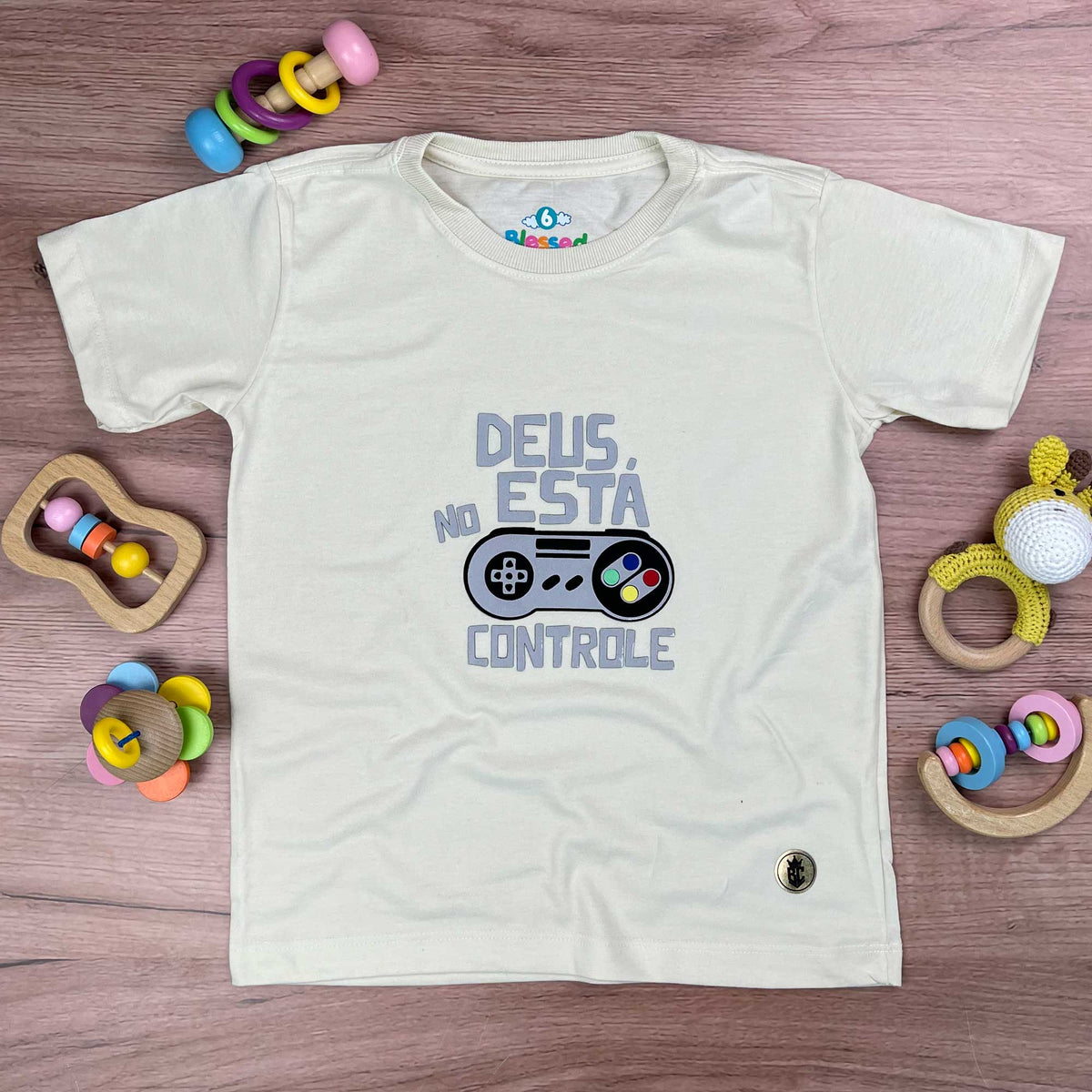 T-Shirt Infantil Off White Deus Está No Controle