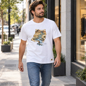 Camiseta Masculina Branca Rios no deserto