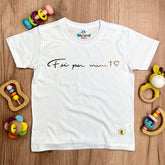 T-Shirt Infantil Branca Foi Por Mim Cruz Coração