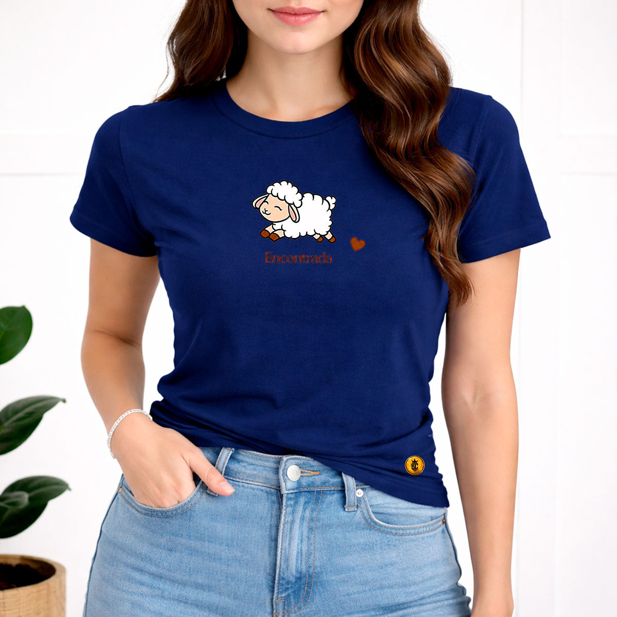 Camiseta Feminina Azul Encontrada Ovelha