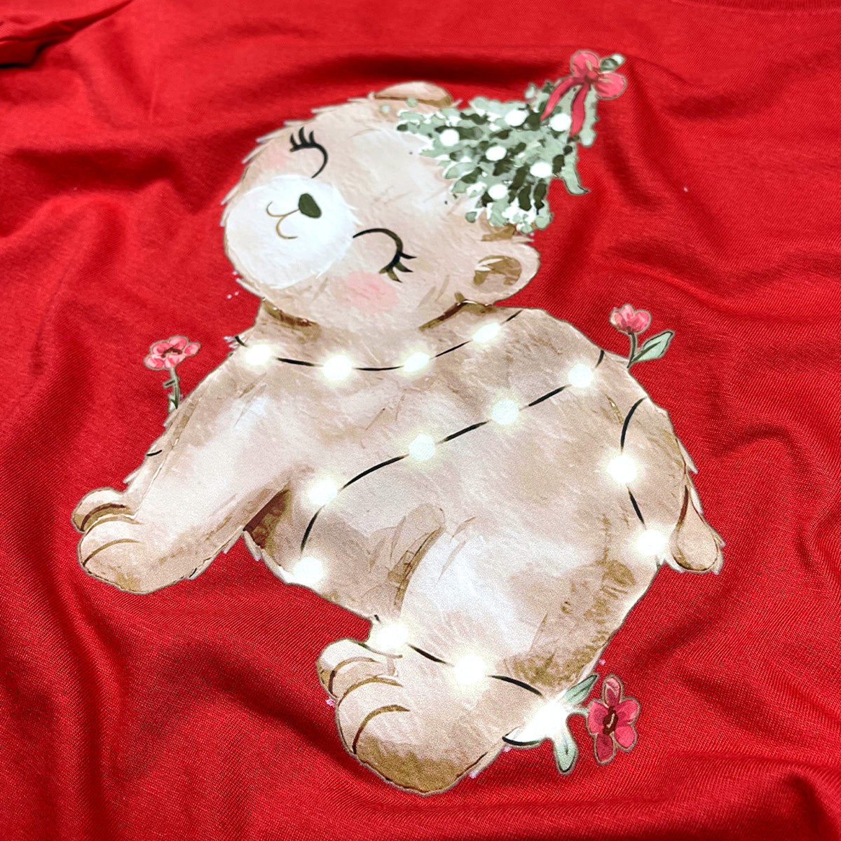 Camiseta Masculina Vermelha Urso Brilhante