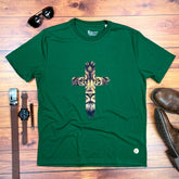 Camiseta Masculina Verde Cruz Leão Azul