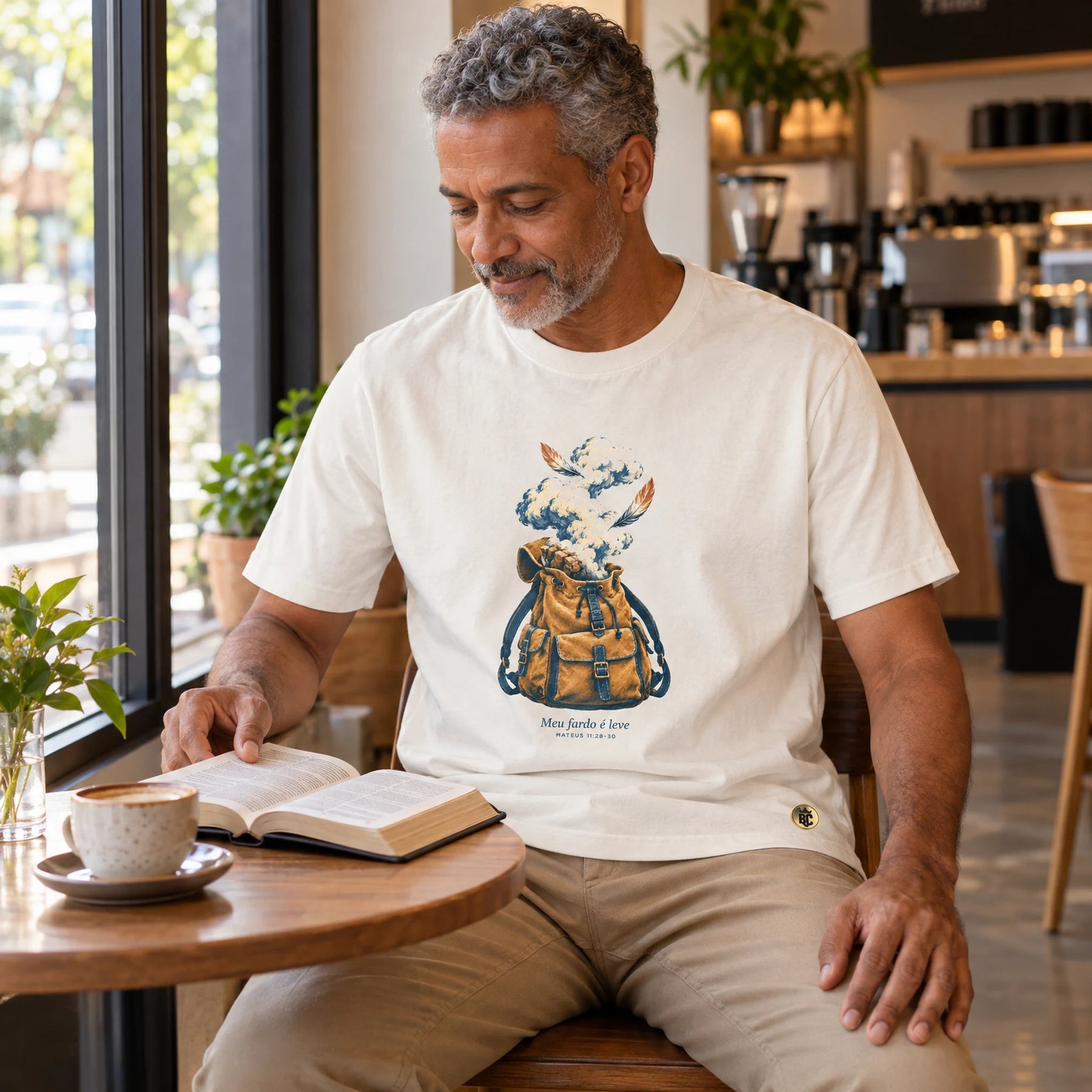 Camiseta Masculina Off White Meu fardo é leve bolsa