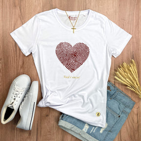 Camiseta Feminina Branca Coração Digital Você É Única