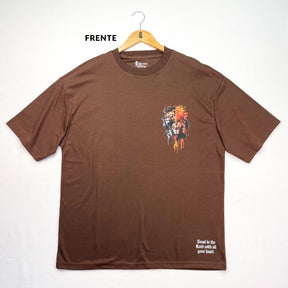 Oversized Marrom Full Dois Leões