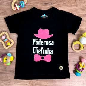 T-Shirt Infantil Preta Poderosa Chefinha