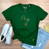 Camiseta Feminina Verde Paz Coração Dourado