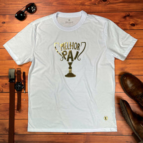 Camiseta Masculina Branca Troféu Melhor Pai