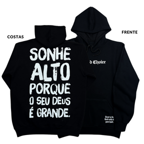 Moletom Canguru Com Capuz Preto Sonhe Alto