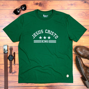 Camiseta Masculina Verde Jesus Cristo king