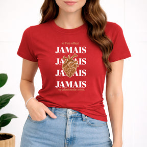 Camiseta Feminina Vermelha O Teu Olhar Jamais Se Afastou de mim