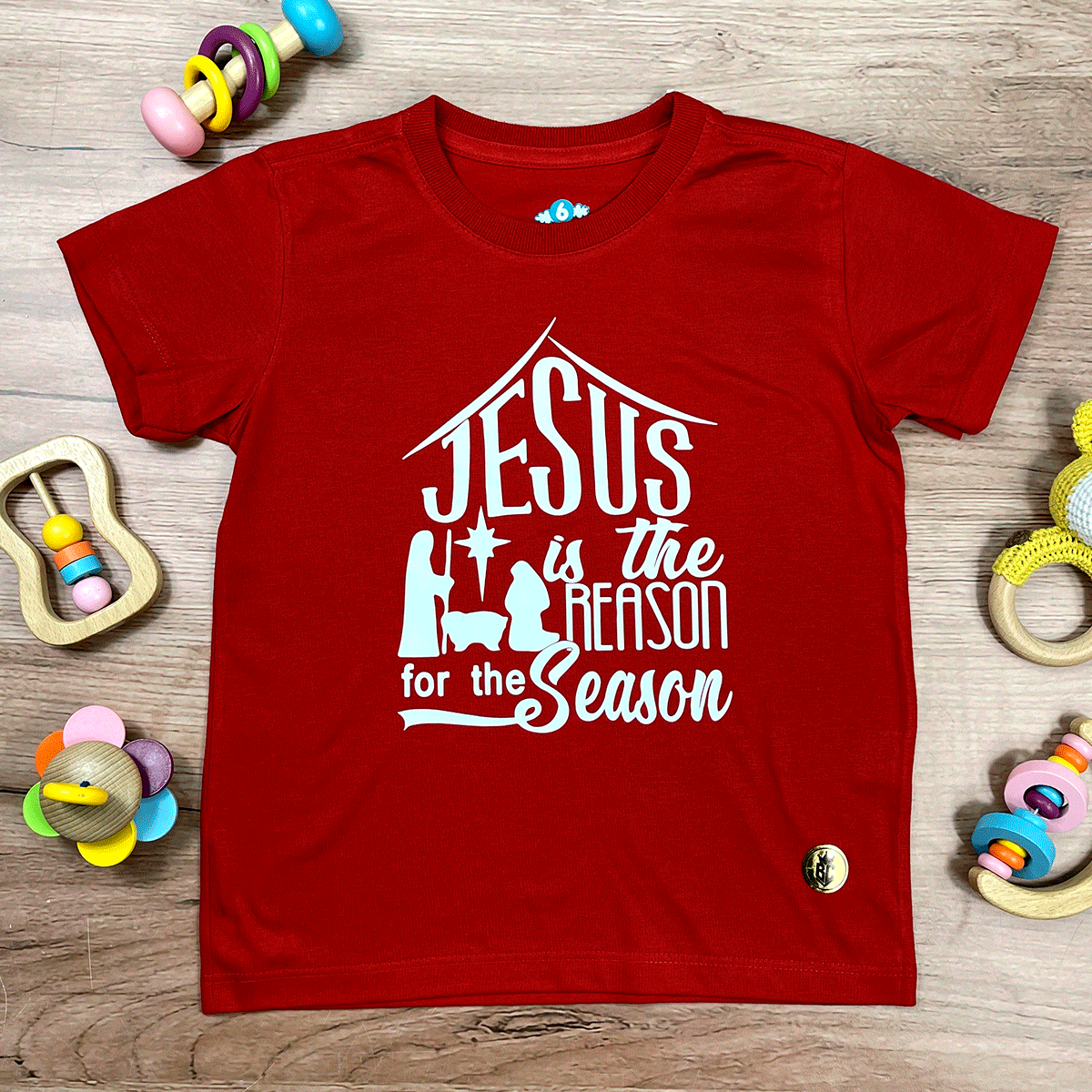 T-Shirt Infantil Vermelha Jesus Is The Reason For The Casa