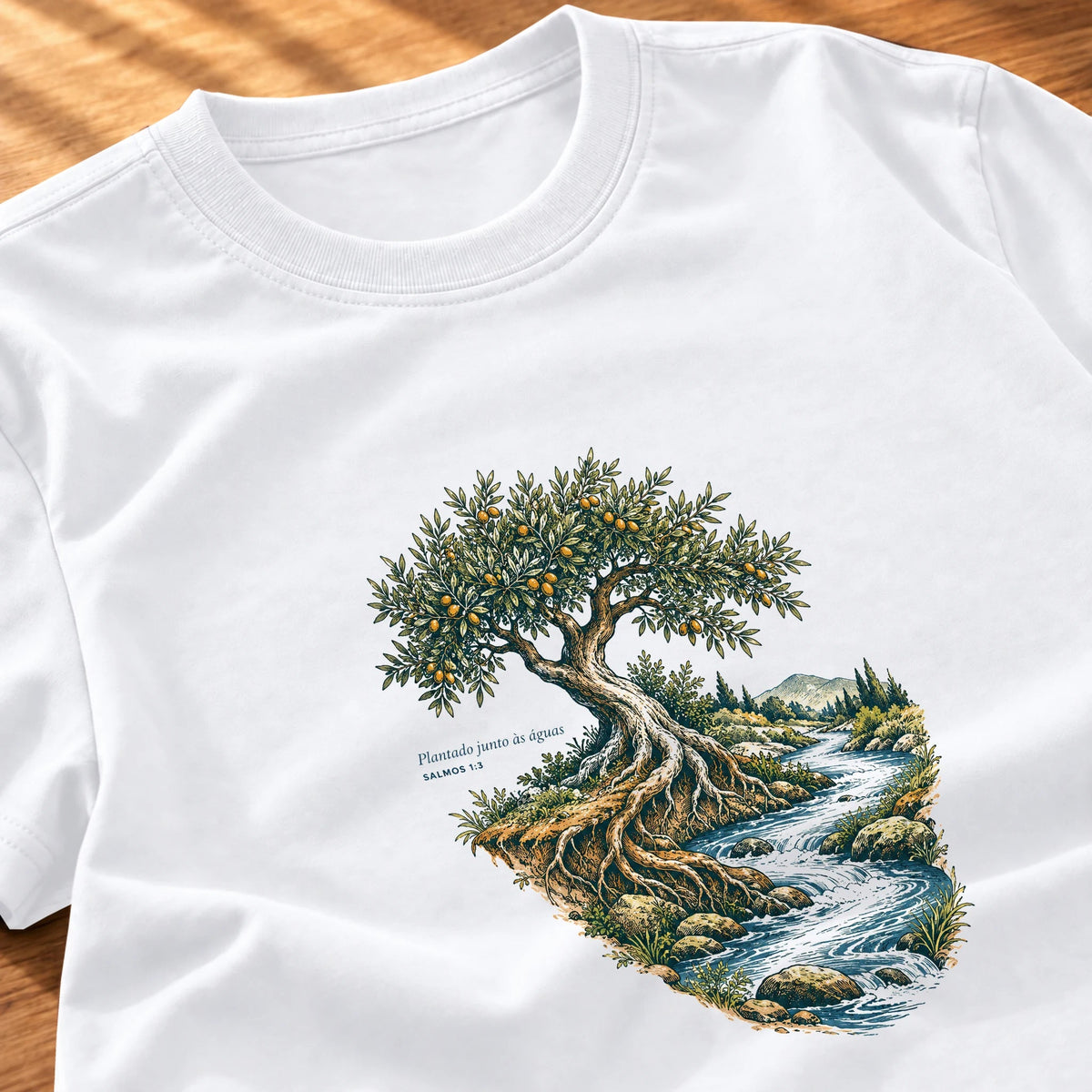 Camiseta Feminina Branca Plantado junto às águas